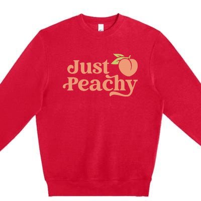 Just Peachy Retro 70s Georgia Peaches Summer Fruit Premium Crewneck Sweatshirt