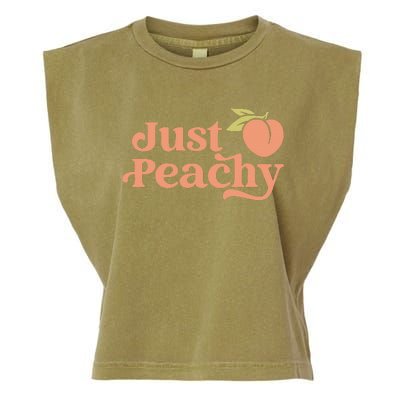 Just Peachy Retro 70s Georgia Peaches Summer Fruit Garment-Dyed Women's Muscle Tee