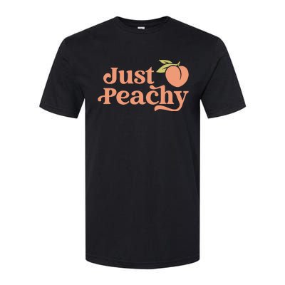 Just Peachy Retro 70s Georgia Peaches Summer Fruit Softstyle CVC T-Shirt