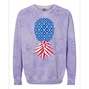 July Patriotic Red White Blue Upside Down Pineapple Swinger Colorblast Crewneck Sweatshirt