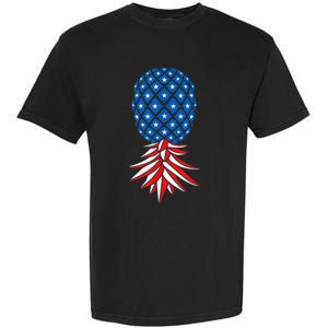 July Patriotic Red White Blue Upside Down Pineapple Swinger Garment-Dyed Heavyweight T-Shirt