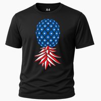 July Patriotic Red White Blue Upside Down Pineapple Swinger Cooling Performance Crew T-Shirt