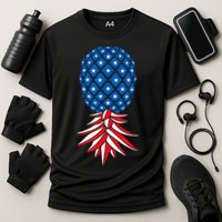 July Patriotic Red White Blue Upside Down Pineapple Swinger Cooling Performance Crew T-Shirt