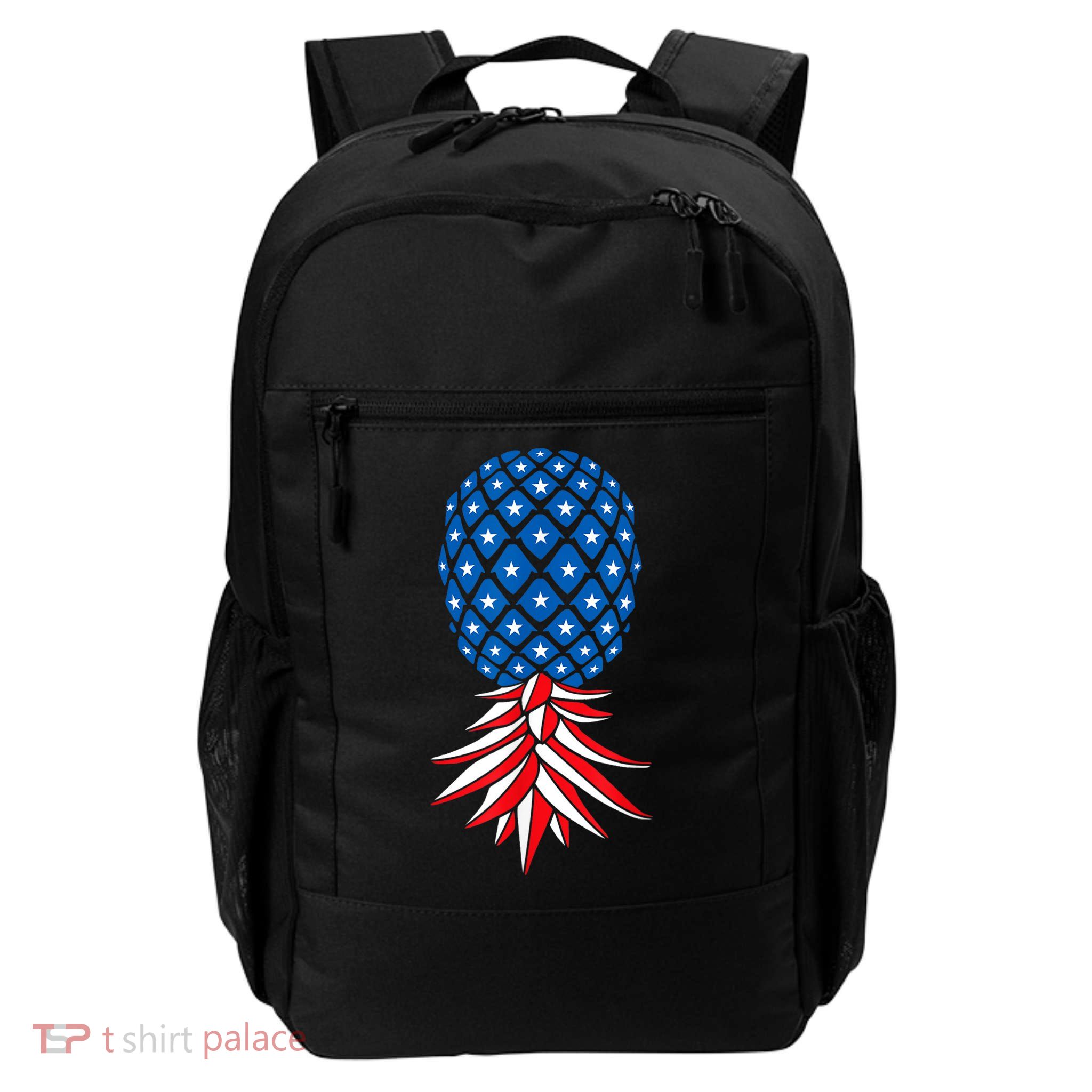 July Patriotic Red White Blue Upside Down Pineapple Swinger Backpack
