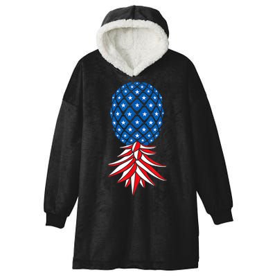 July Patriotic Red White Blue Upside Down Pineapple Swinger Hooded Wearable Blanket