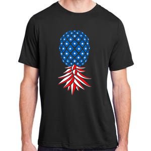 July Patriotic Red White Blue Upside Down Pineapple Swinger Adult ChromaSoft Performance T-Shirt