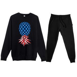 July Patriotic Red White Blue Upside Down Pineapple Swinger Premium Crewneck Sweatsuit Set