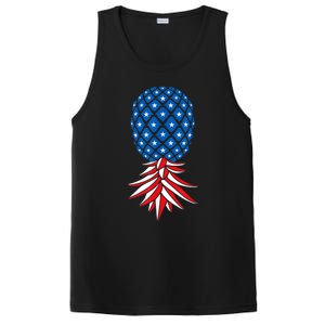 July Patriotic Red White Blue Upside Down Pineapple Swinger PosiCharge Competitor Tank