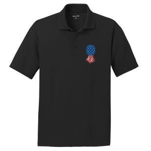 July Patriotic Red White Blue Upside Down Pineapple Swinger PosiCharge RacerMesh Polo