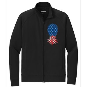 July Patriotic Red White Blue Upside Down Pineapple Swinger Stretch Full-Zip Cadet Jacket