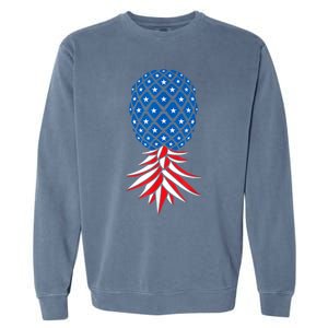 July Patriotic Red White Blue Upside Down Pineapple Swinger Garment-Dyed Sweatshirt