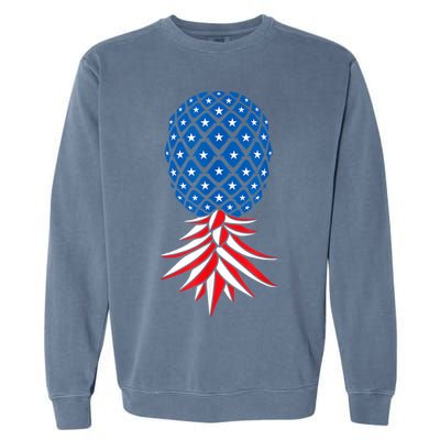 July Patriotic Red White Blue Upside Down Pineapple Swinger Garment-Dyed Sweatshirt