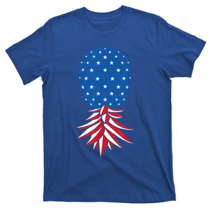 July Patriotic Red White Blue Upside Down Pineapple Swinger T-Shirt