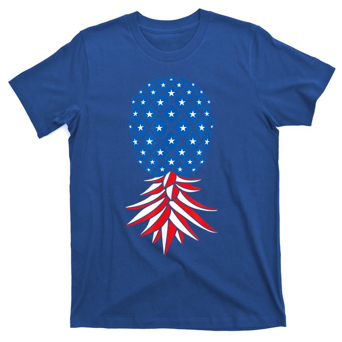 July Patriotic Red White Blue Upside Down Pineapple Swinger T-Shirt