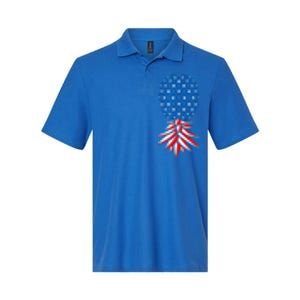 July Patriotic Red White Blue Upside Down Pineapple Swinger Softstyle Adult Sport Polo