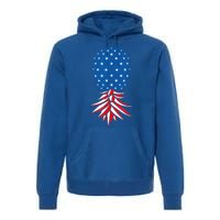 July Patriotic Red White Blue Upside Down Pineapple Swinger Premium Hoodie