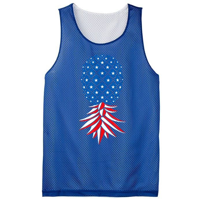 July Patriotic Red White Blue Upside Down Pineapple Swinger Mesh Reversible Basketball Jersey Tank