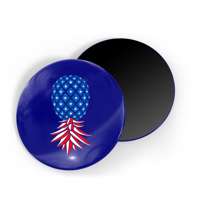 July Patriotic Red White Blue Upside Down Pineapple Swinger Magnet