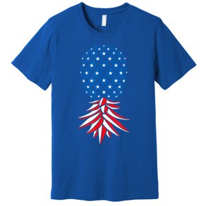 July Patriotic Red White Blue Upside Down Pineapple Swinger Premium T-Shirt