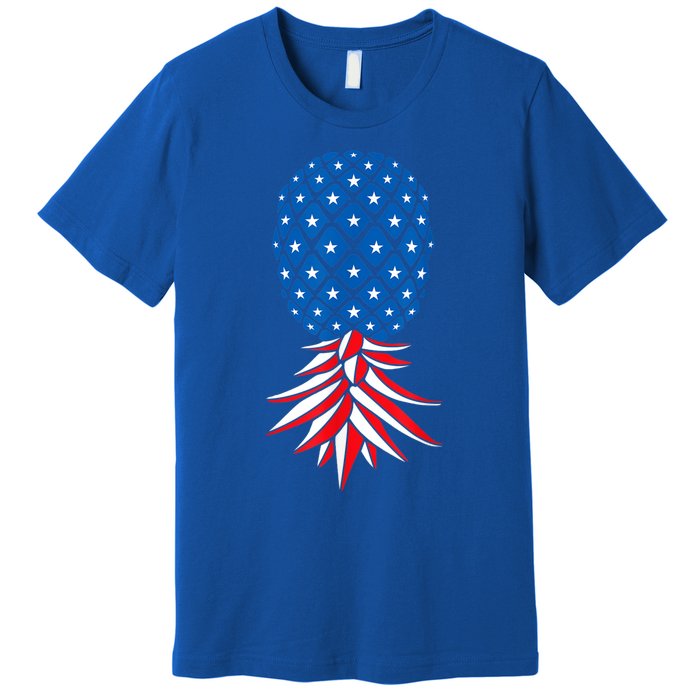 July Patriotic Red White Blue Upside Down Pineapple Swinger Premium T-Shirt