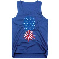 July Patriotic Red White Blue Upside Down Pineapple Swinger Tank Top