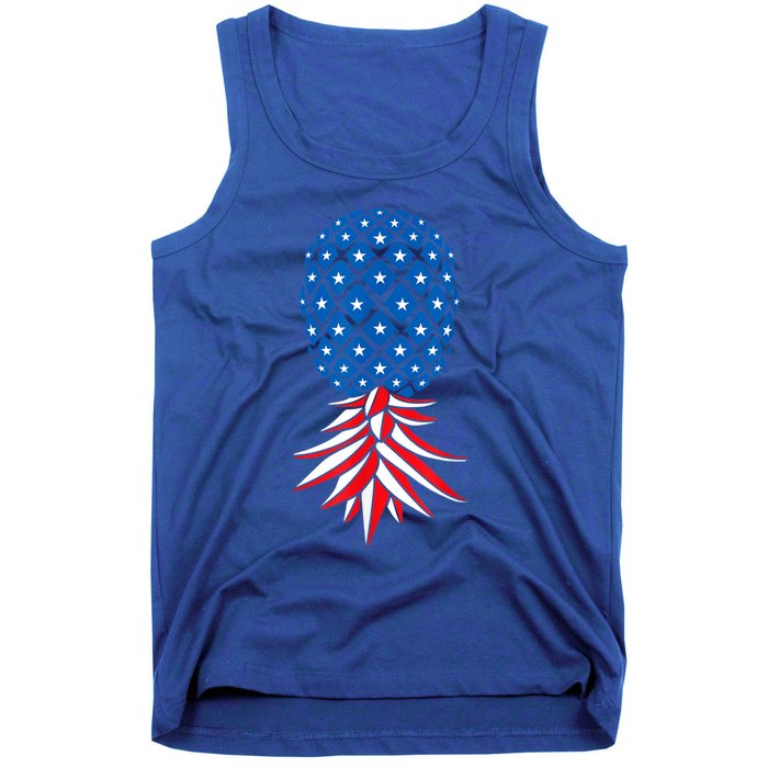 July Patriotic Red White Blue Upside Down Pineapple Swinger Tank Top