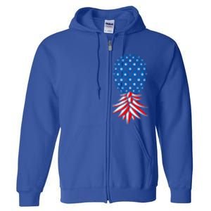 July Patriotic Red White Blue Upside Down Pineapple Swinger Full Zip Hoodie