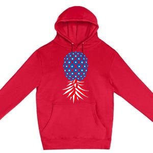 July Patriotic Red White Blue Upside Down Pineapple Swinger Premium Pullover Hoodie