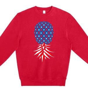 July Patriotic Red White Blue Upside Down Pineapple Swinger Premium Crewneck Sweatshirt