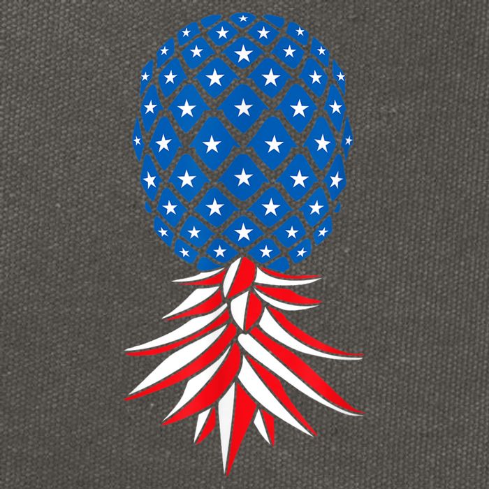 July Patriotic Red White Blue Upside Down Pineapple Swinger Cotton Canvas Backpack