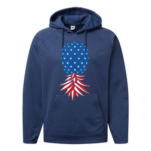 July Patriotic Red White Blue Upside Down Pineapple Swinger Performance Fleece Hoodie