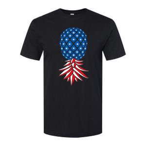 July Patriotic Red White Blue Upside Down Pineapple Swinger Softstyle CVC T-Shirt