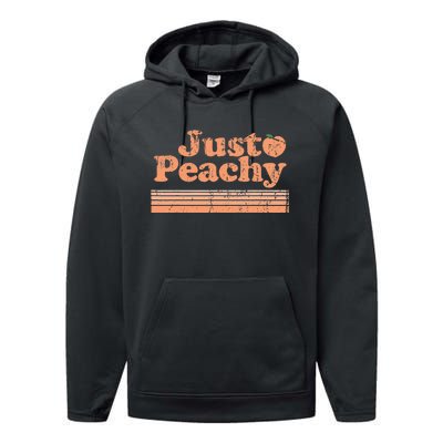 Just Peachy Retro 70s Georgia Peaches Summer Fruit Performance Fleece Hoodie