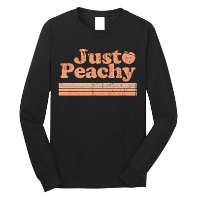 Just Peachy Retro 70s Georgia Peaches Summer Fruit Long Sleeve Shirt