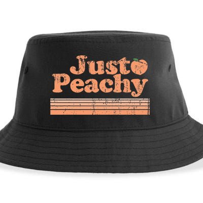 Just Peachy Retro 70s Georgia Peaches Summer Fruit Sustainable Bucket Hat