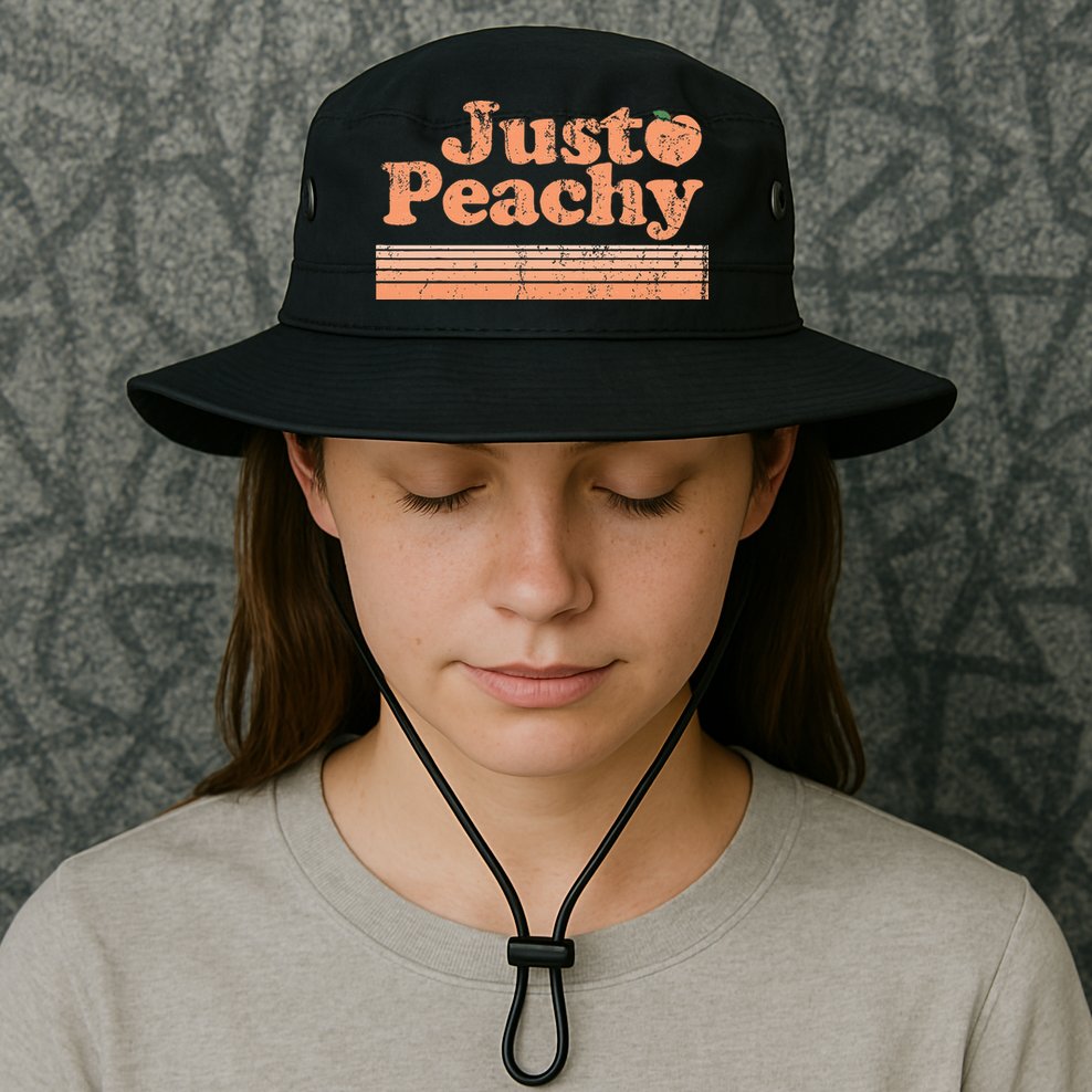 Just Peachy Retro 70s Georgia Peaches Summer Fruit Bucket Hat