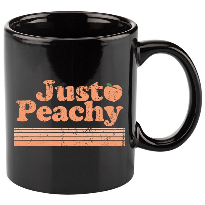 Just Peachy Retro 70s Georgia Peaches Summer Fruit 11oz C Handle Ceramic Mug