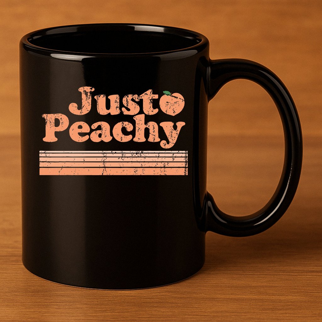 Just Peachy Retro 70s Georgia Peaches Summer Fruit 11oz C Handle Ceramic Mug