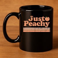 Just Peachy Retro 70s Georgia Peaches Summer Fruit 11oz C Handle Ceramic Mug