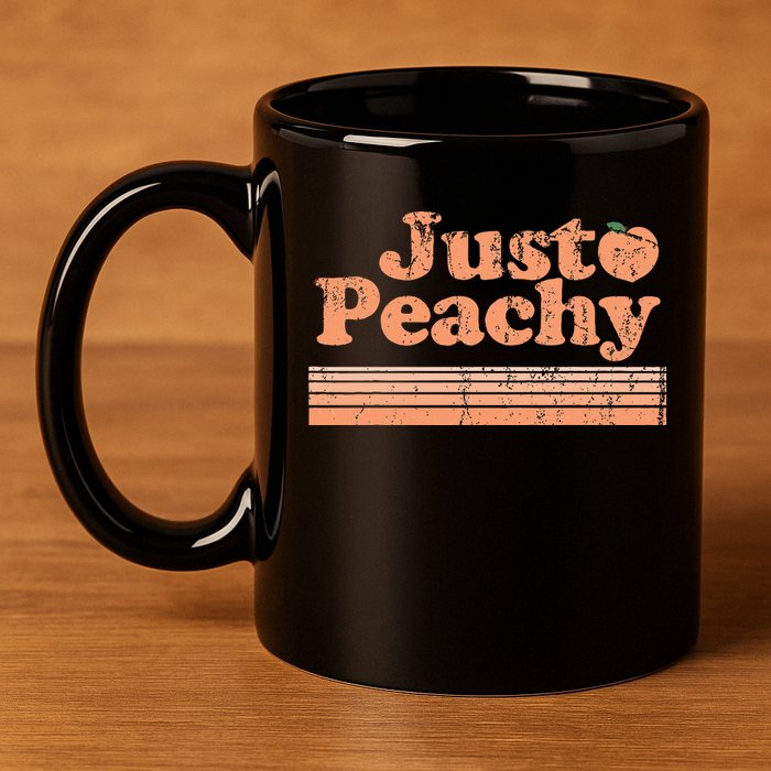 Just Peachy Retro 70s Georgia Peaches Summer Fruit 11oz C Handle Ceramic Mug