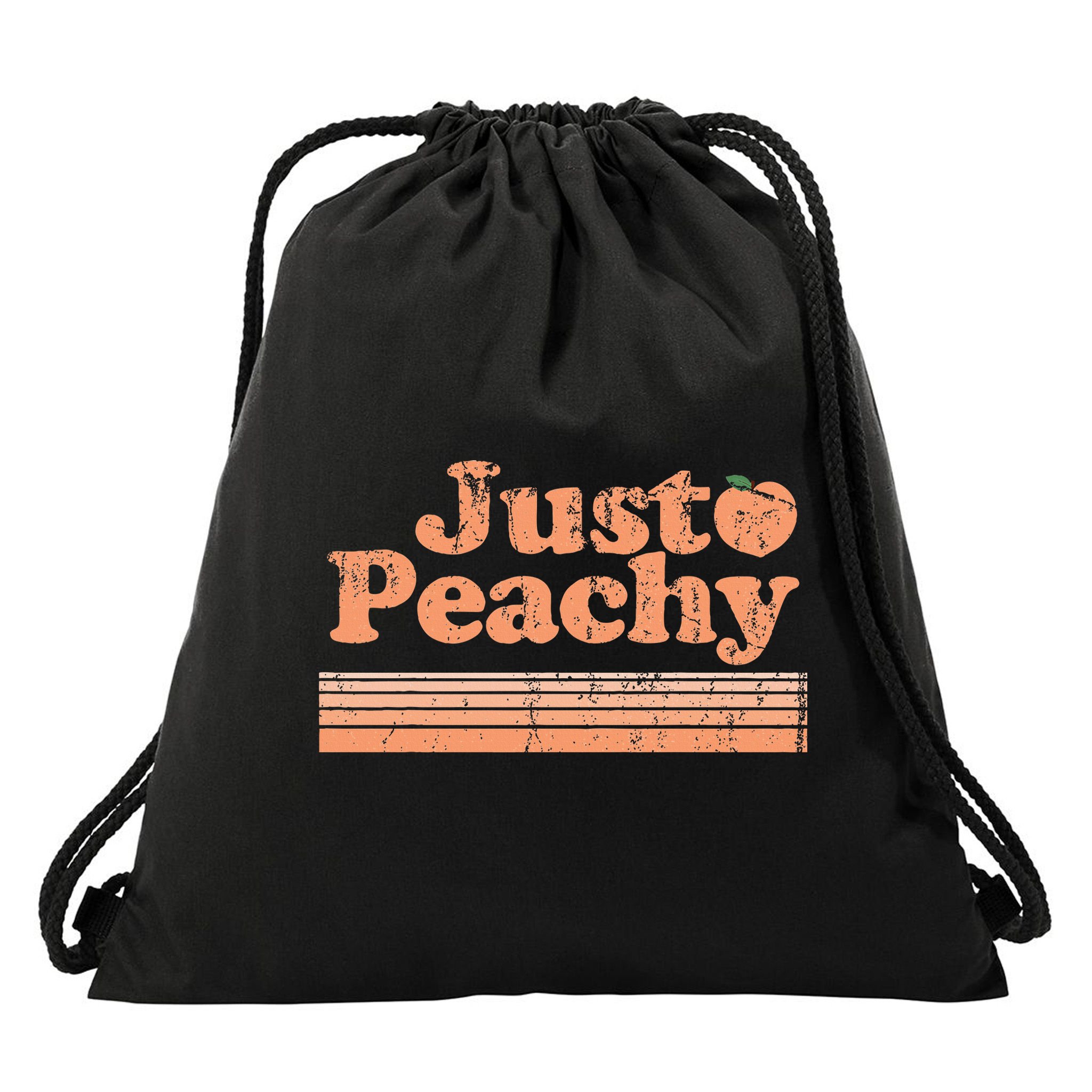 Just Peachy Retro 70s Georgia Peaches Summer Fruit Drawstring Bag