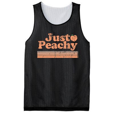 Just Peachy Retro 70s Georgia Peaches Summer Fruit Mesh Reversible Basketball Jersey Tank