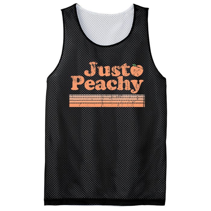 Just Peachy Retro 70s Georgia Peaches Summer Fruit Mesh Reversible Basketball Jersey Tank