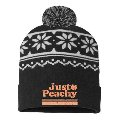 Just Peachy Retro 70s Georgia Peaches Summer Fruit USA-Made Snowflake Beanie