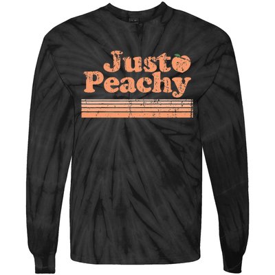 Just Peachy Retro 70s Georgia Peaches Summer Fruit Tie-Dye Long Sleeve Shirt