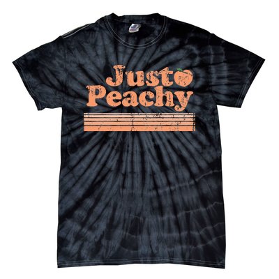 Just Peachy Retro 70s Georgia Peaches Summer Fruit Tie-Dye T-Shirt