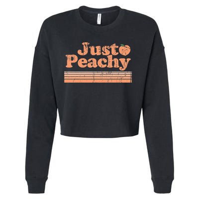 Just Peachy Retro 70s Georgia Peaches Summer Fruit Cropped Pullover Crew