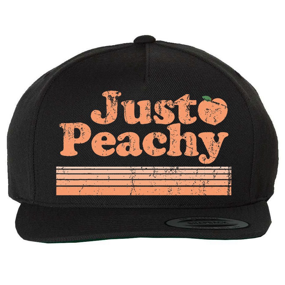 Just Peachy Retro 70s Georgia Peaches Summer Fruit Wool Snapback Cap
