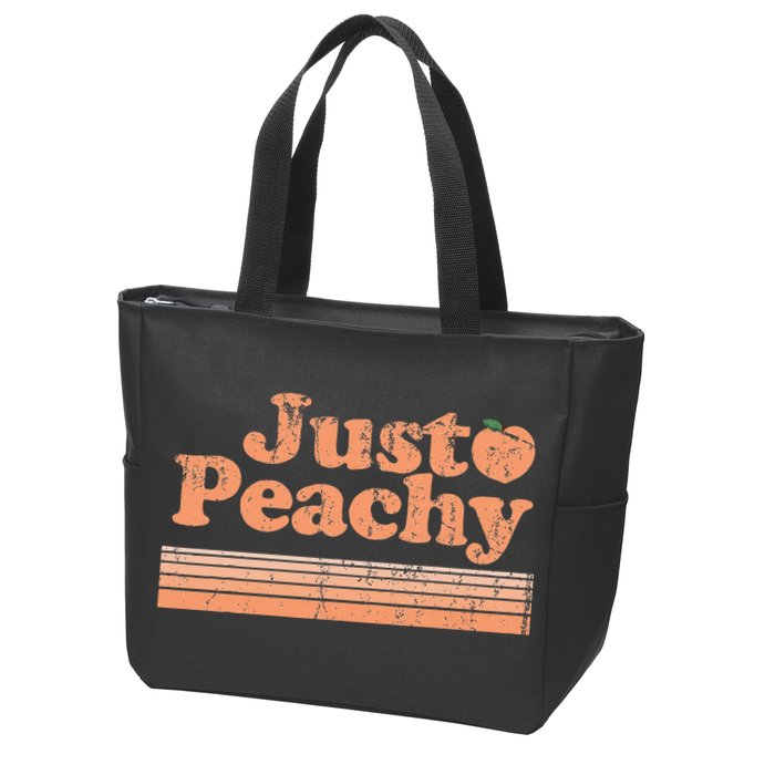 Just Peachy Retro 70s Georgia Peaches Summer Fruit Zip Tote Bag