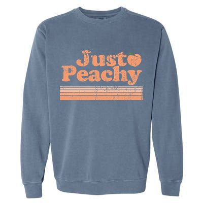 Just Peachy Retro 70s Georgia Peaches Summer Fruit Garment-Dyed Sweatshirt